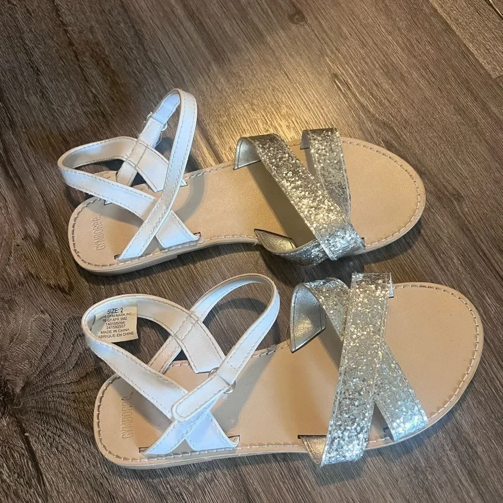 Gymboree white/silver sandals, Size 2